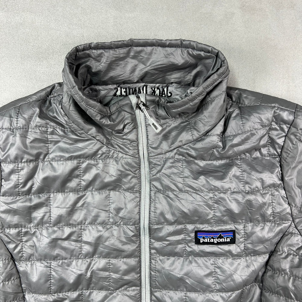 Patagonia Nano Puff Jacket Women M Gray Full Zip Puffer Outdoor x Jack Daniels - Picture 3 of 11